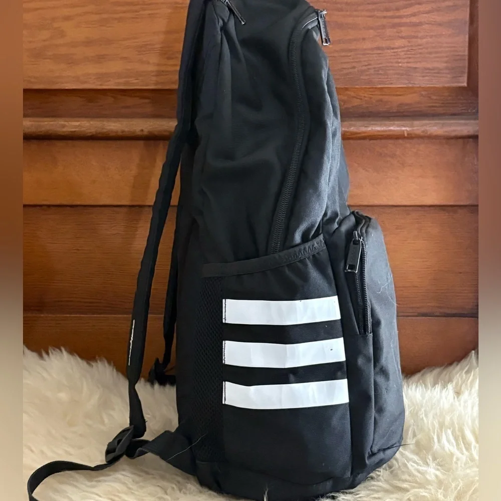 Adidas Classic Black and White Stripe Backpack Unisex